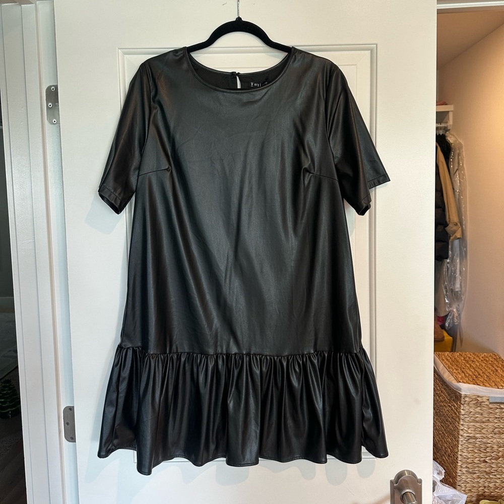 Black Faux Leather Dress